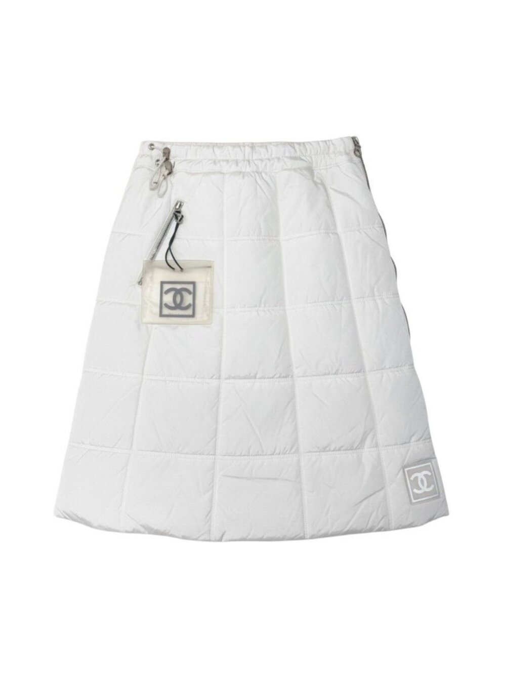 Chanel Sport 00A CC Logo Quilted Skirt Vintage CC White 34